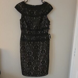 Adrianna Papell Black Lace Mini Dress
